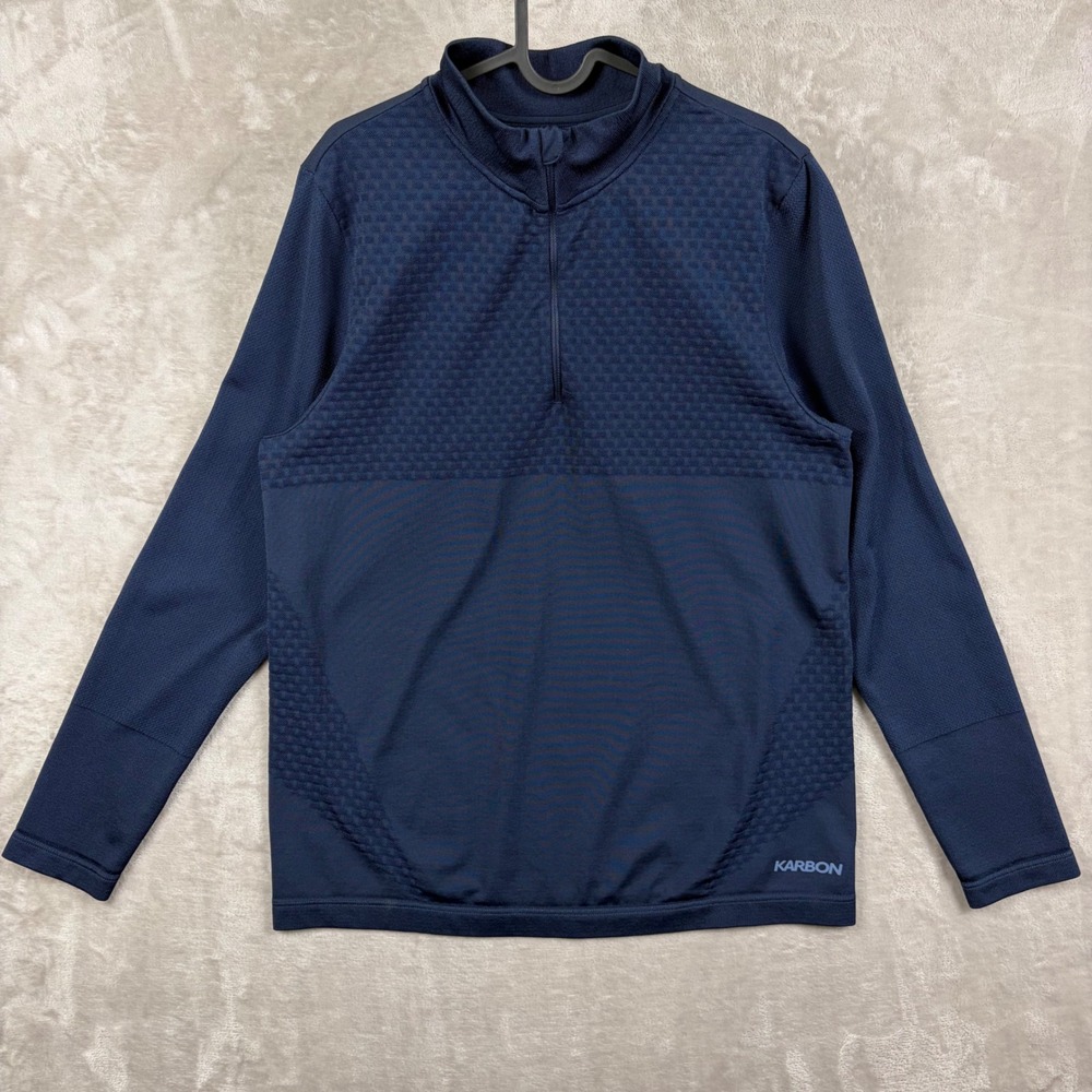 Karbon Top Mens M Navy Blue Quarter Zip Base Layer Performance Techwear Sports